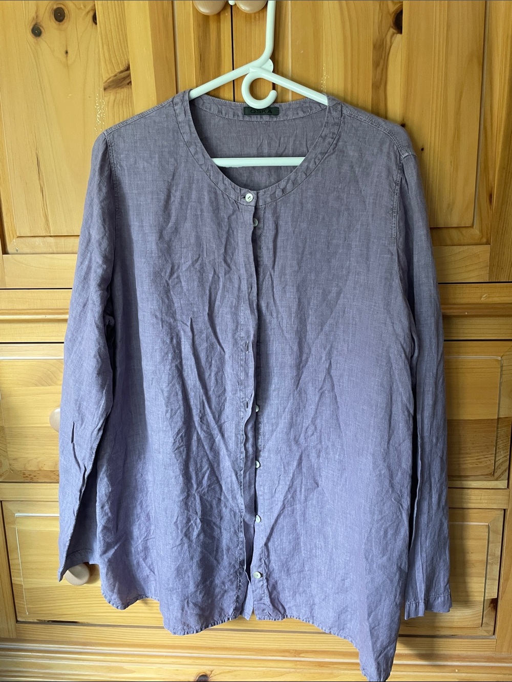 Oska linen lavender Long-Sleeve Button-Front blouse